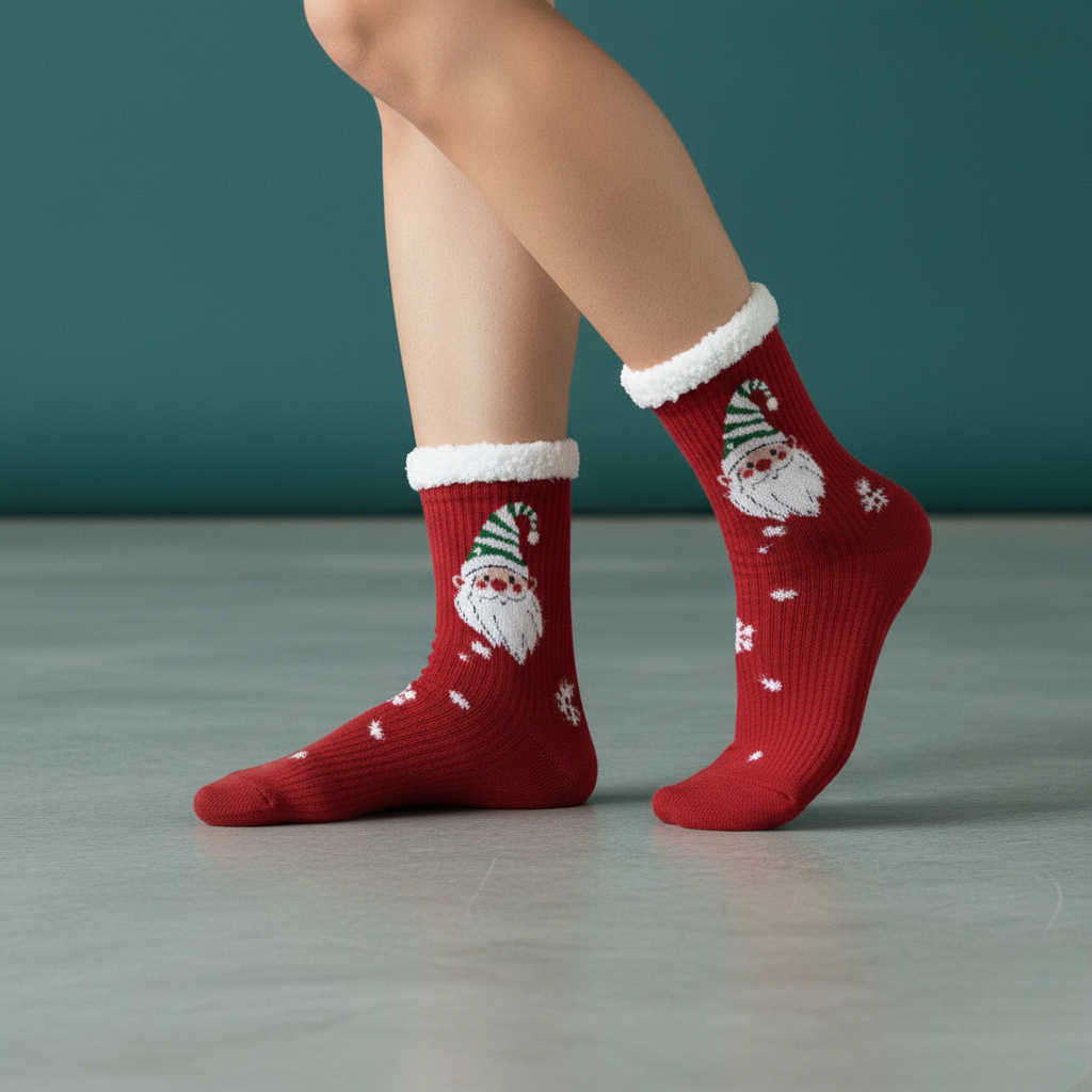 Pofuduk Noel Baba Desenli Çorap