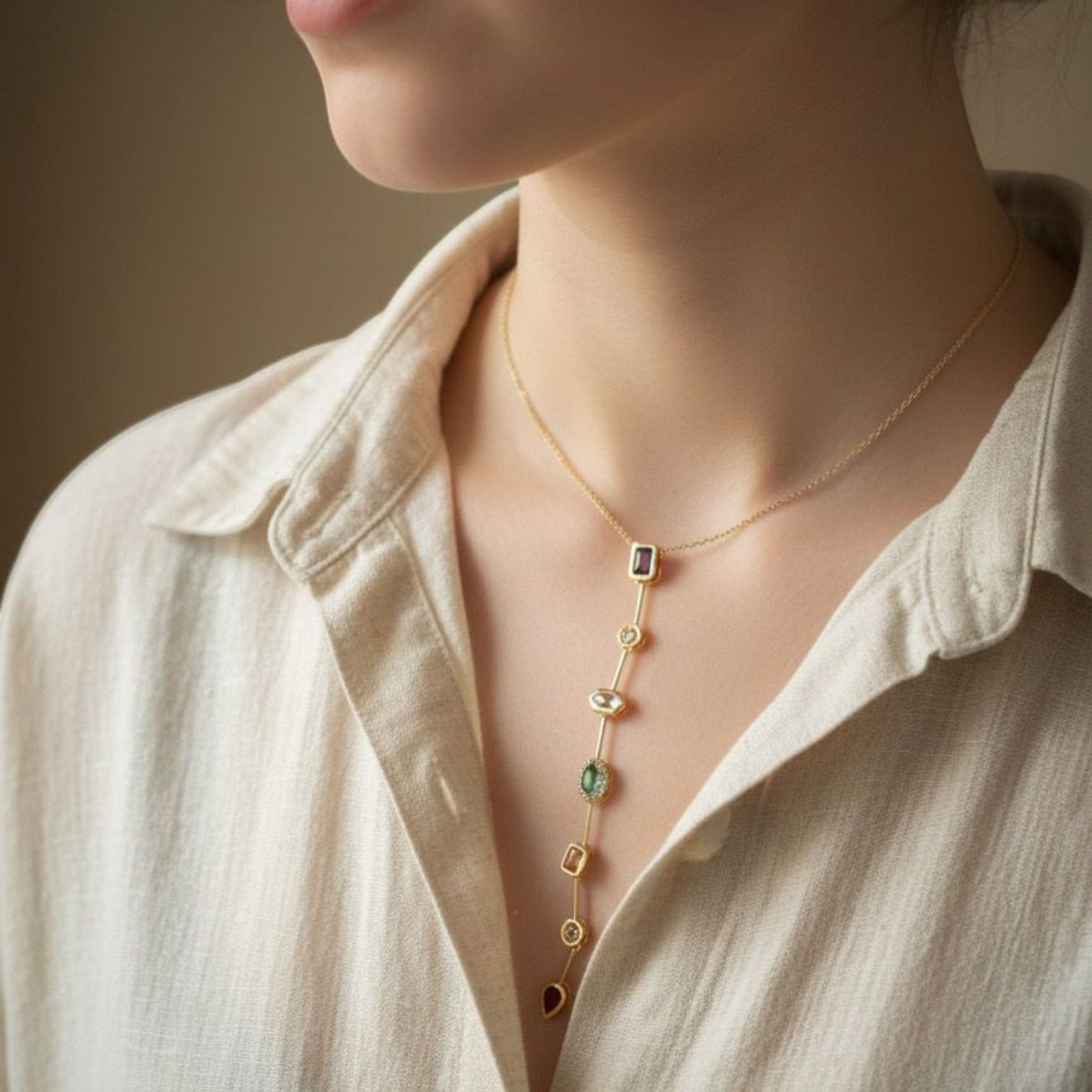 Zirkon Taşlı Altın Kaplama Kolye