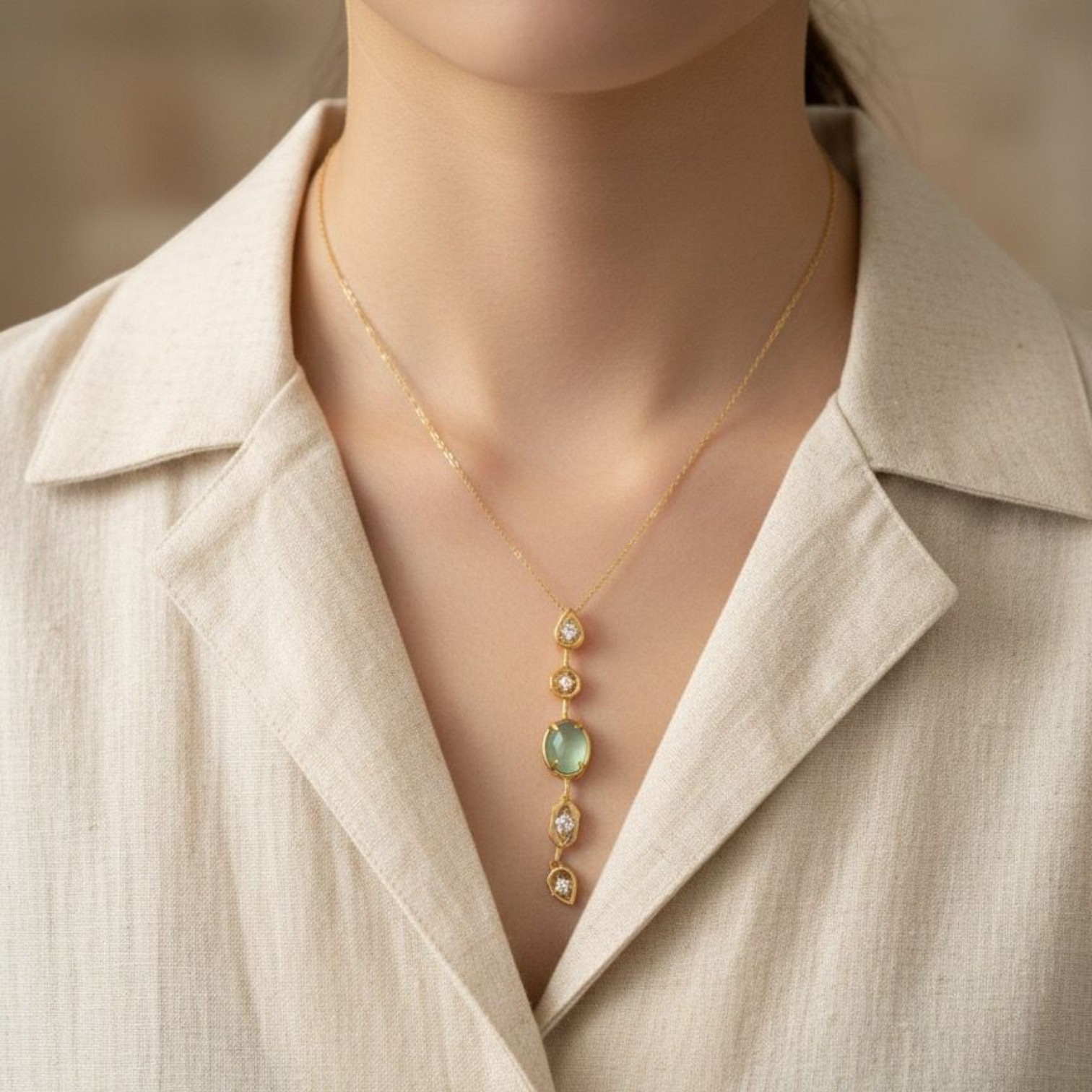 Zirkon Taşlı Kolye