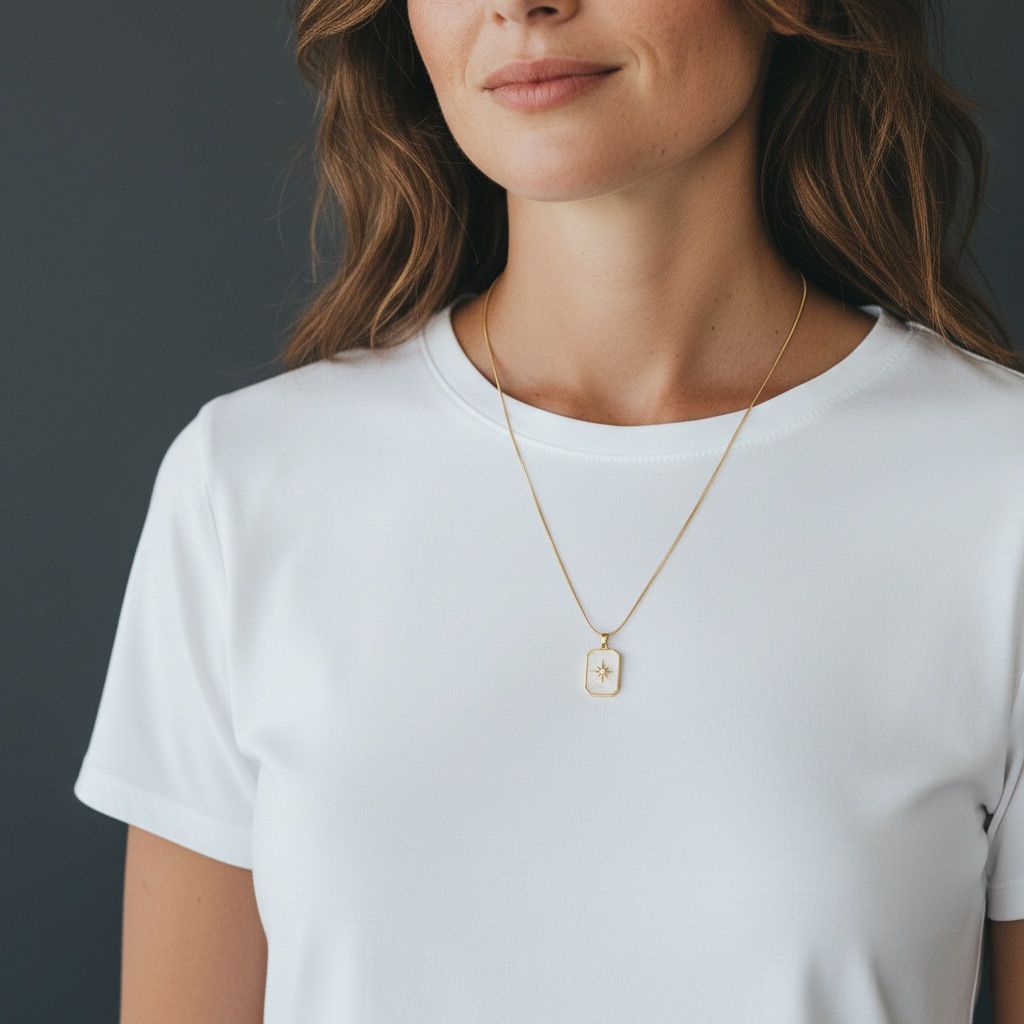 Kuzey Yıldızı Mineli Gold Kaplama Kolye