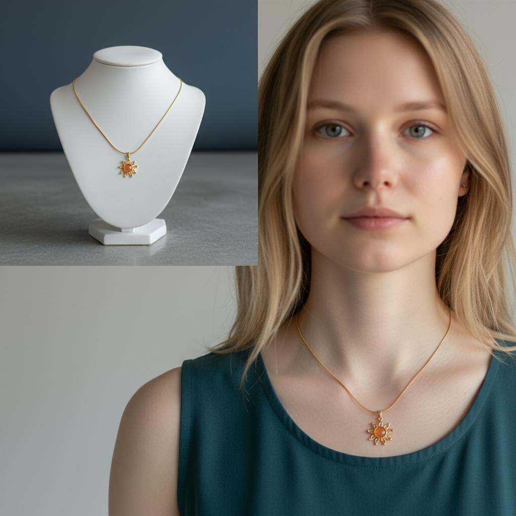 Turuncu Güneş Kolye - Görsel 2