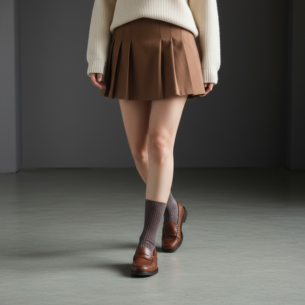 Simli Kahverengi Çorap