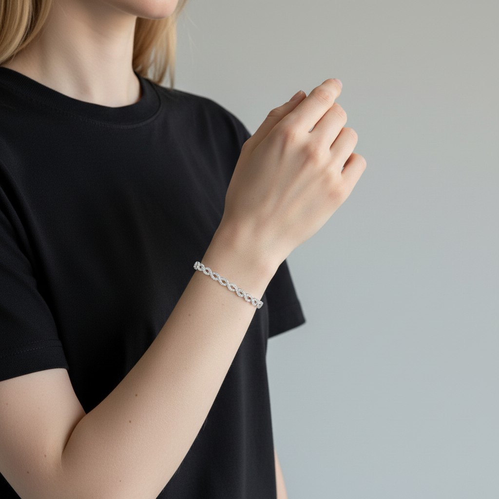 Zirkon Taşlı Silver Bileklik