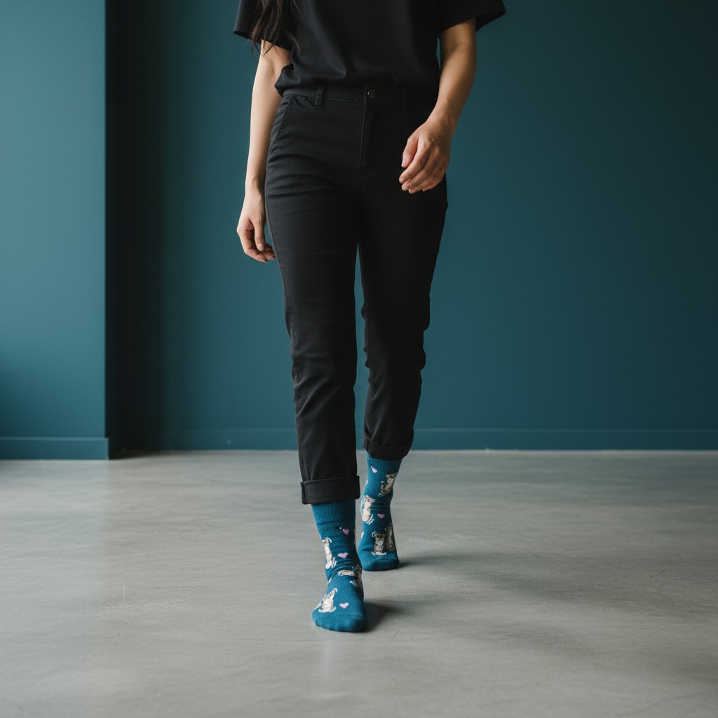 Kalpli Su Samuru Desenli Çorap