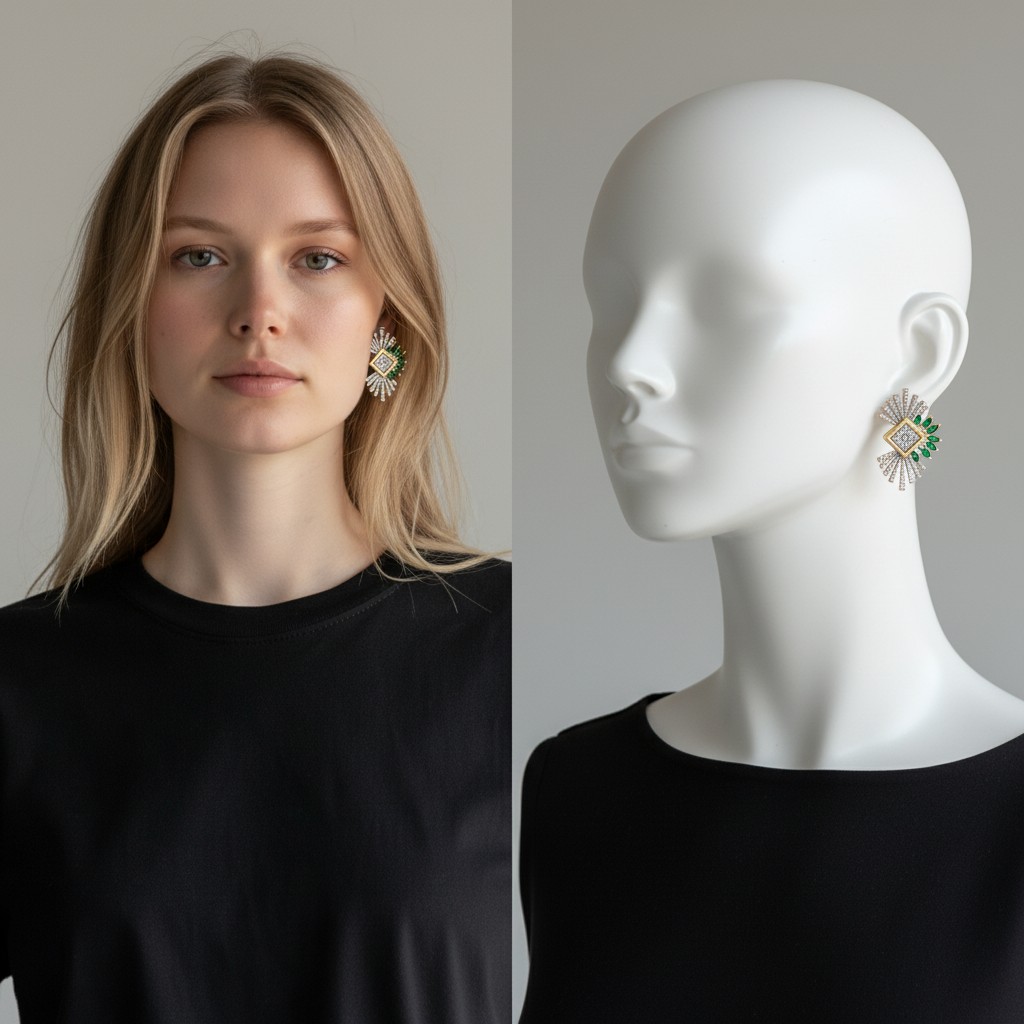 Zirkon Taşlı Zümrüt Küpe