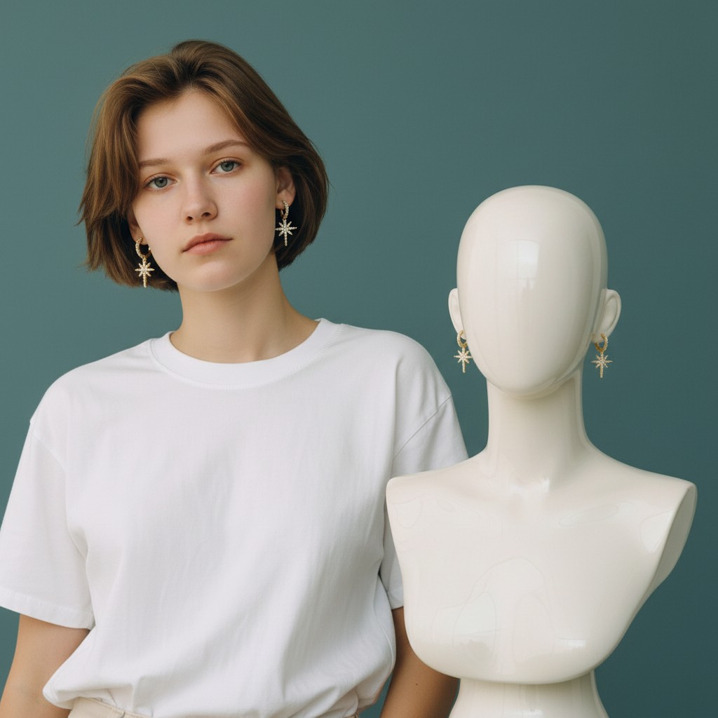 Kutup Yıldızı Altın Kaplama Vip Küpe